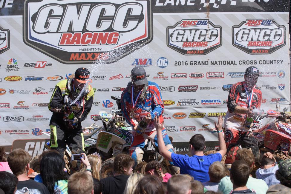 Overall Podium: (2) Brycen Neal, (1) Adam McGill, (3) Jarrod McClure.Photo: Ken Hill