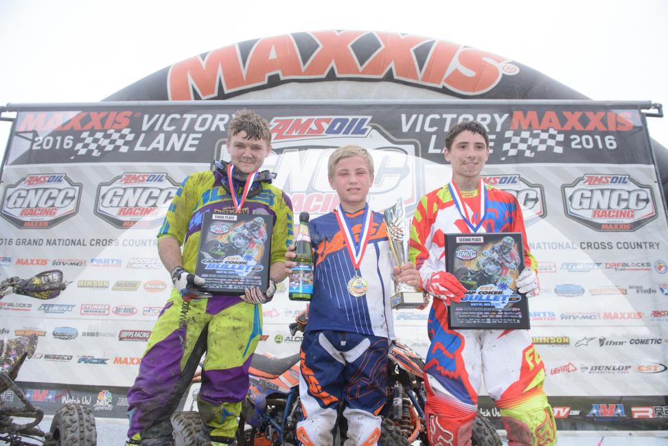 Overall Youth Podium: (2) Mikey Nickels, (1) Tim Sroka, (3) Dylan Walraven.Photo: Ken Hill