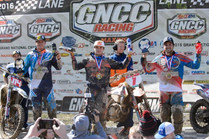 XC1 Pro Podium: (left) Josh Strang, Kailub Russell, (right) Thad DuVall. Photo: Ken Hill