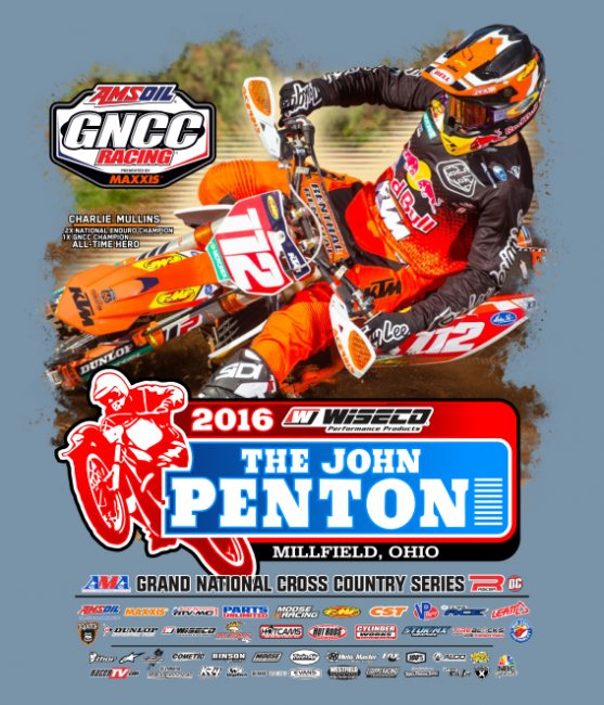 The John Penton event t-shirt will pay tribute to 1x GNCC Champion and all-time hero, Charlie Mullins. 