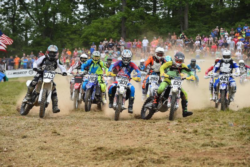 Conner (#101) and his brother Colin (#100) battle for the 4 Stroke A Lites Holeshot. Photo: Ken Hill