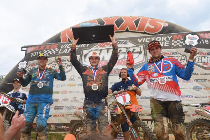XC1 Pro Podium: (left) Josh Strang, Kailub Russell, (right) Thad DuVall. Photo: Ken Hill
