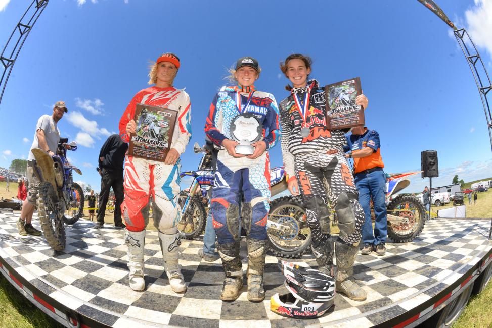 WXC Podium: (3) Brooke Cosner, (1) Becca Sheets, (2) Kacy Martinez.Photo: Ken Hill
