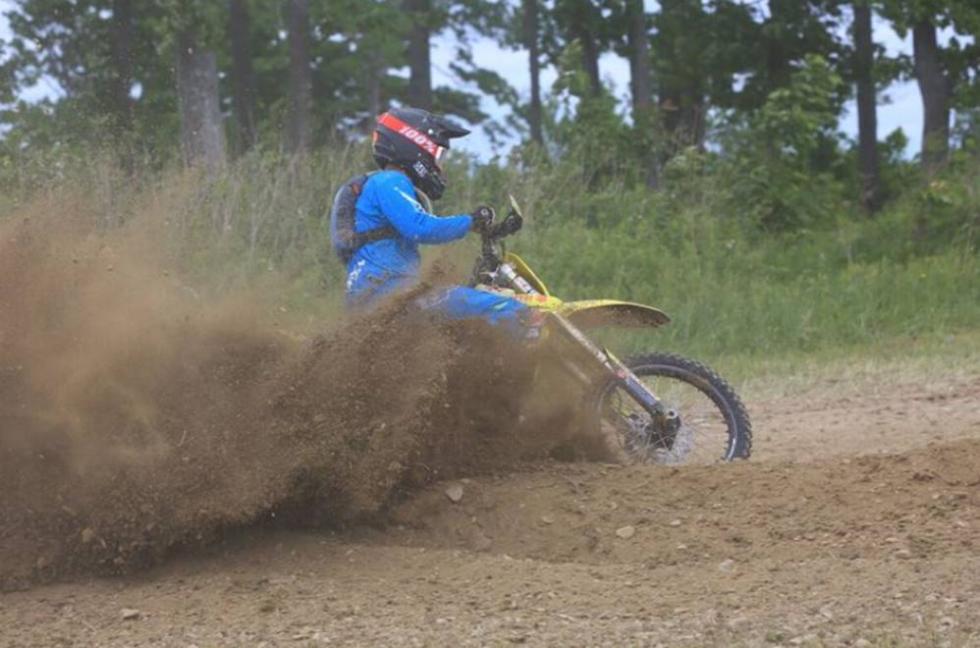 Duell Murphy destroying a berm in route to a sixth place finish. 