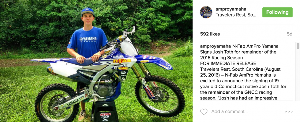Josh Toth will be making the switch to the N-Fab AmPro Yamaha team for the rest of the season!