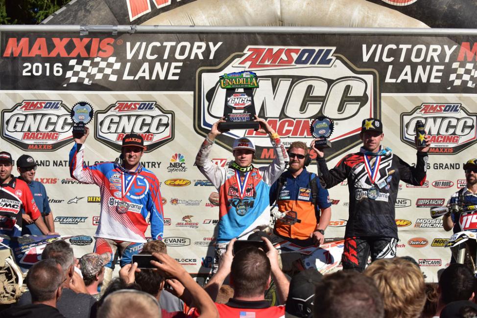 Kailub Russell (center), Josh Strang (right), Thad DuVall (left) rounded out your top three at Unadilla. 
