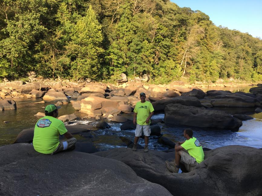 The GNCC track crew hiked all the way to the Cheat River from Marvin's Mountain Top! We know those rocks look extremely tough, so don't worry, the track doesn't go anywhere near the river!