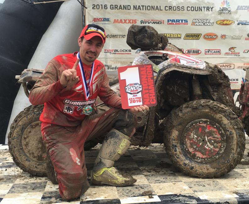 Can-Am Renegade X xc 1000R racer Kevin Cunningham's second-place finish at Powerline Park GNCC in Ohio, was enough to push him to the 2016 4x4 Pro ATV class Championship.