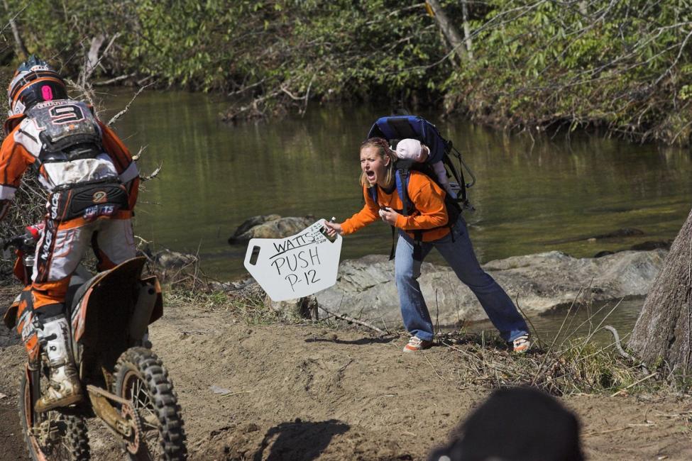 Here's an all-time classic photo of Shane Watts getting some encouragement from his wife, Carrie.
