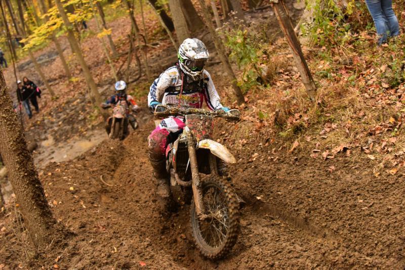 Craig DeLong powers his Husqvarna machine through the hills of Indiana. Photo: Ken Hill