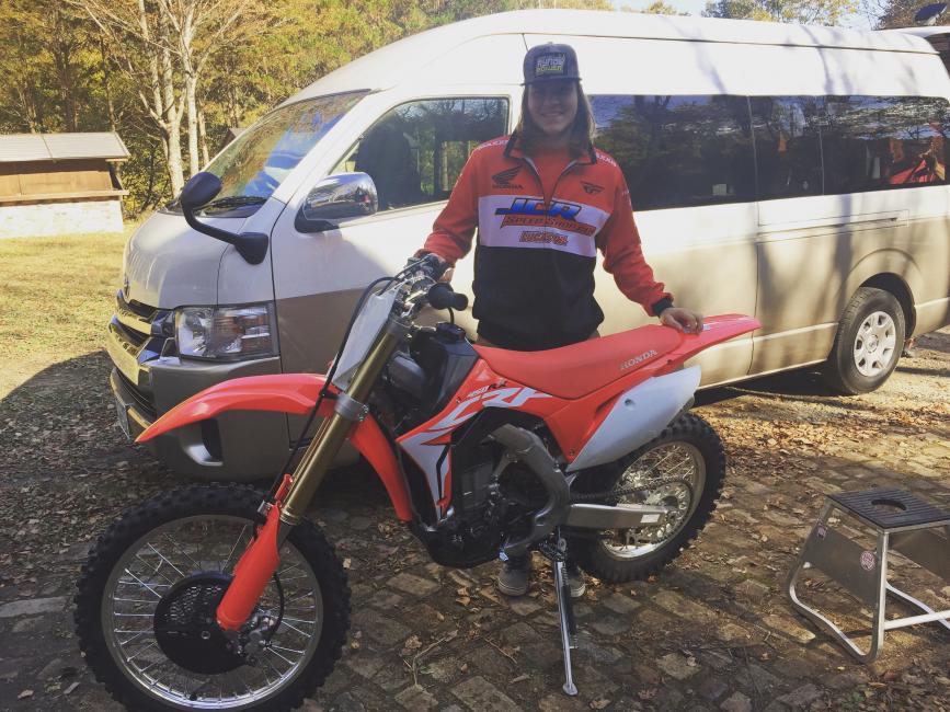 Trevor with the brand new Honda CRF 450 RX!