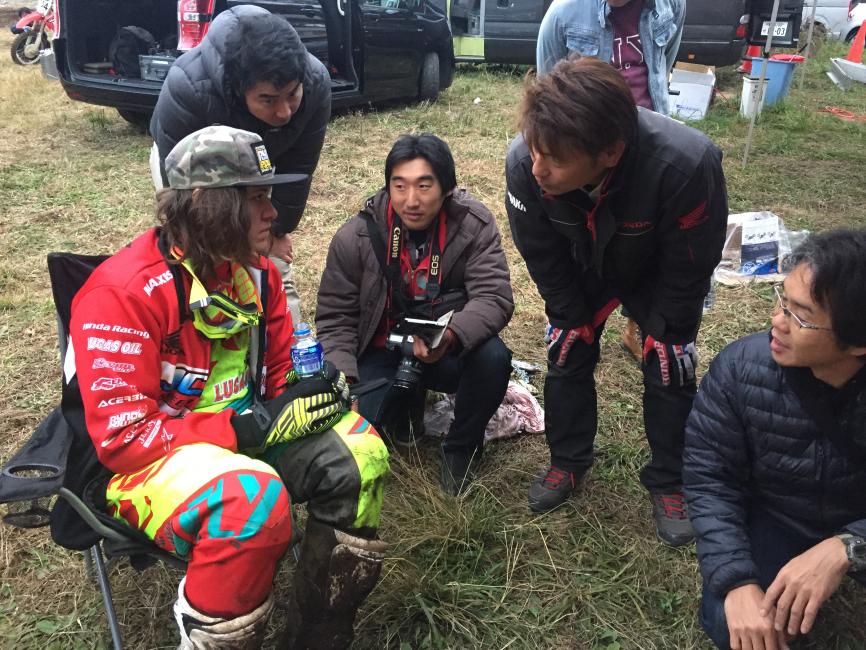 Trevor speaking with the media about his experience racing a JNCC race.