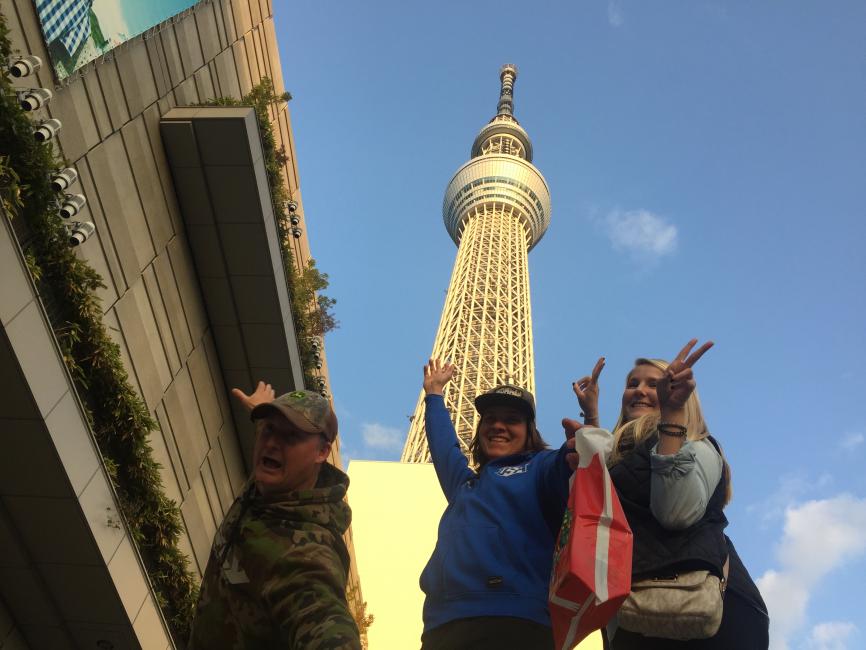 The view from the bottom of the Tokyo Skytree.