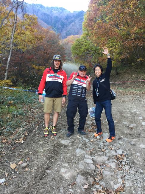 Trevor, Eric and Yoshi walking the track.