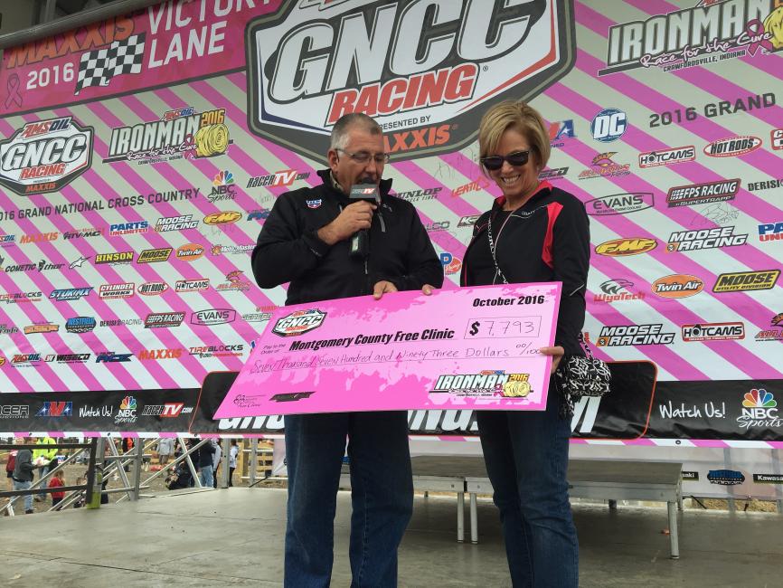 The Montgomery County Free Clinic was presented a check for $7,793 at the AMSOIL Ironman GNCC.Photo: Ken Hill