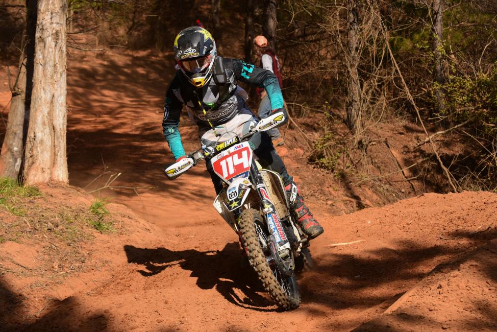 Josh Strang takes the holeshot but has to call a stop to his racing due to a previously sustained foot injury.