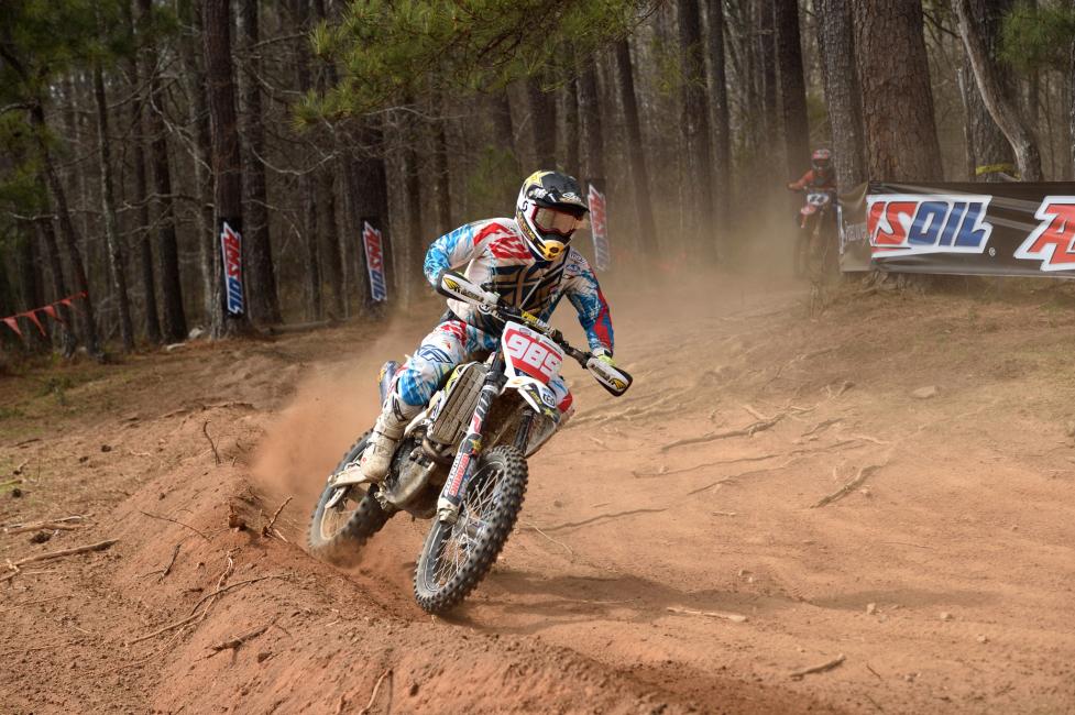 Rockstar Energy Husqvarna Factory Racing's Thad Duvall battles back and forth for the lead spot but ultimately finishes in 2nd.