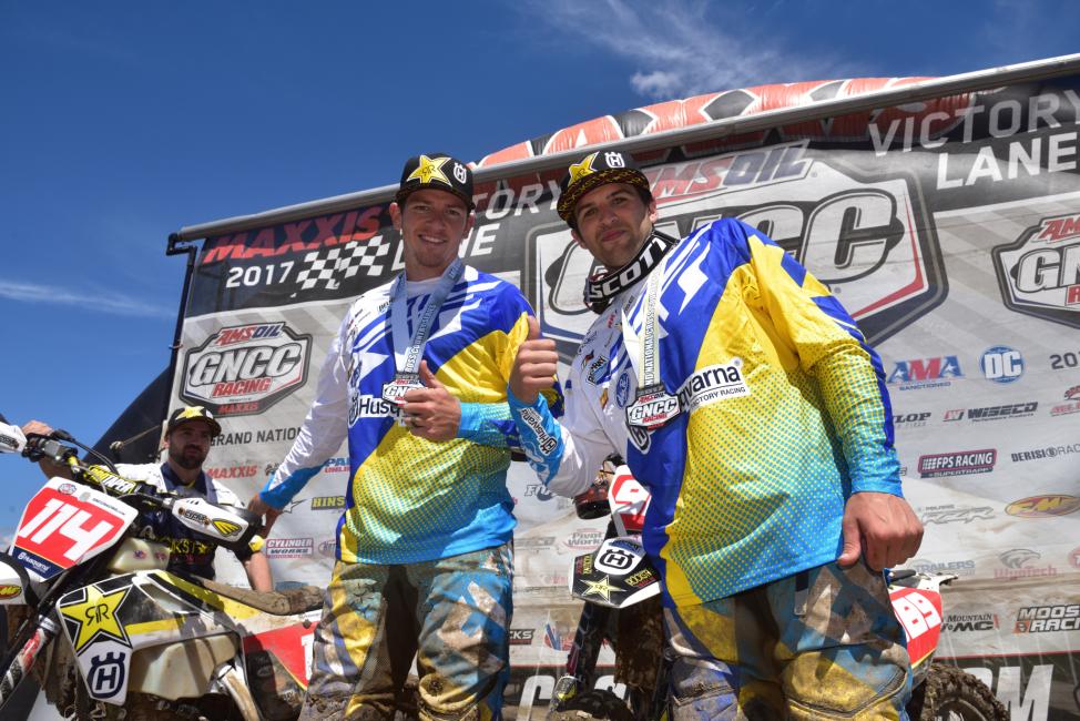 Thad Duvall (right) and Josh Strang (left) finished 1-2 at the inaugural X-Factor GNCC yesterday. 
