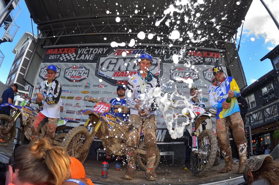 Ricky Russell let the champagne fly at Snowshoe after earning his first overall win.