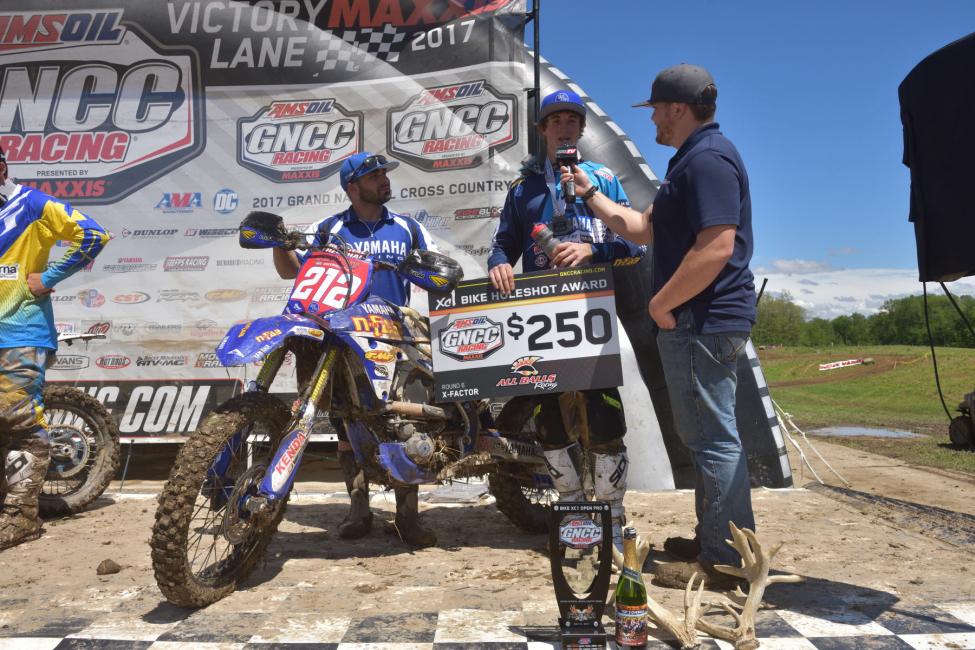 Ricky Russell earned the All Balls XC1 Pro Bike Holeshot award at round 6, which could have been one of the muddiest races we've seen in quite some time, and his first podium of the season.