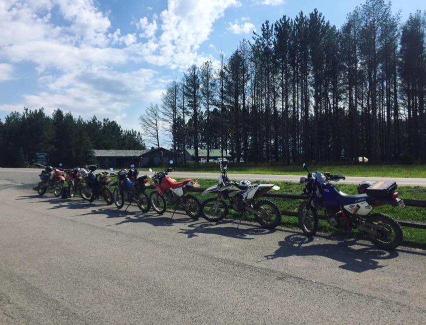 The dual sport crew lines up to grab some food at Big John's Country Fixins outside Davis. Turns out, GNCC's Big John has nothing to do with it!