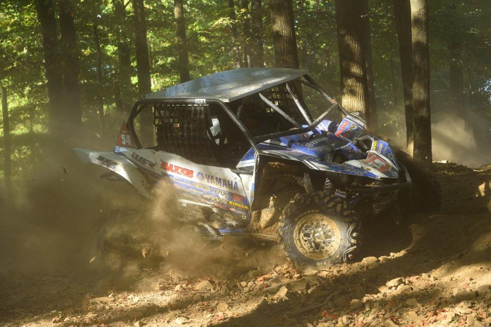Walker Fowler was running second overall in the UTV race when he experienced a tire issue.