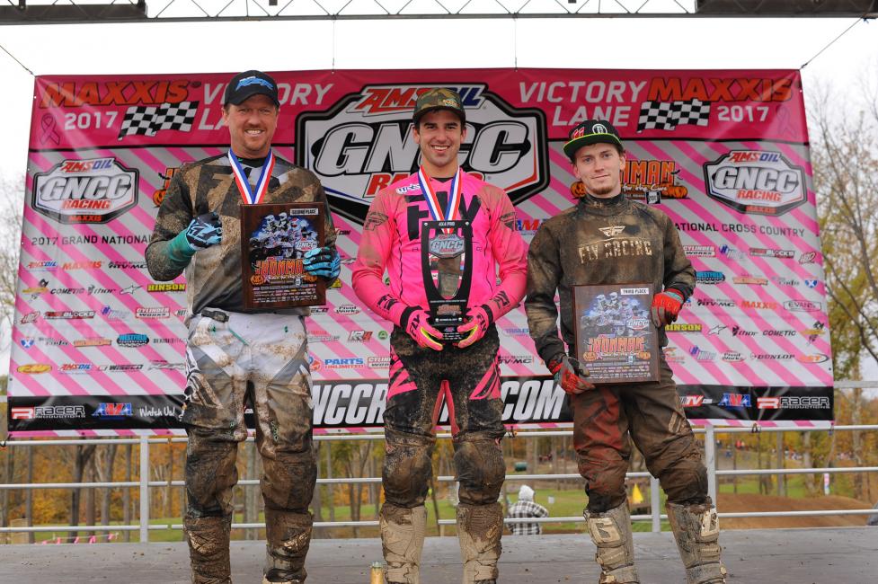 10 a.m. Overall Podium: (2) Kevin Trantham, (1) Landon Wolfe, (3) Branden Owens.
