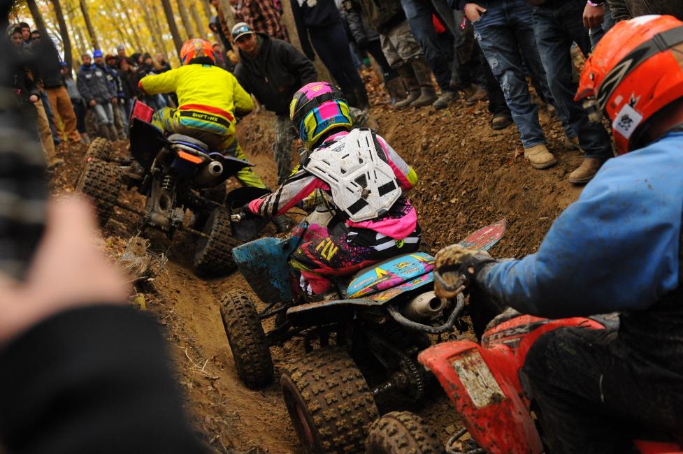 Alicia McCormick works her way up a hill climb and by some lapped riders.