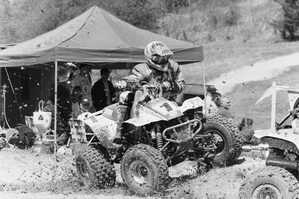 Barry Hawk ripping around with his first number one machine in 1994.