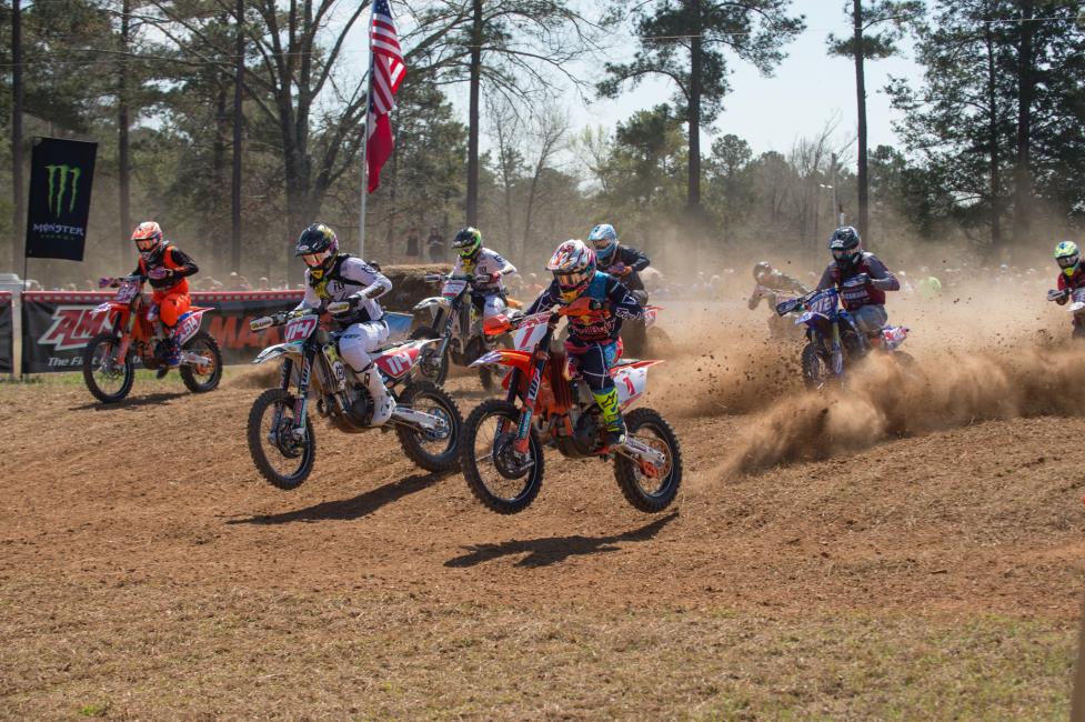 Kailub Russell rocketed off the starting line to earn the All Balls Racing XC1 holeshot award.