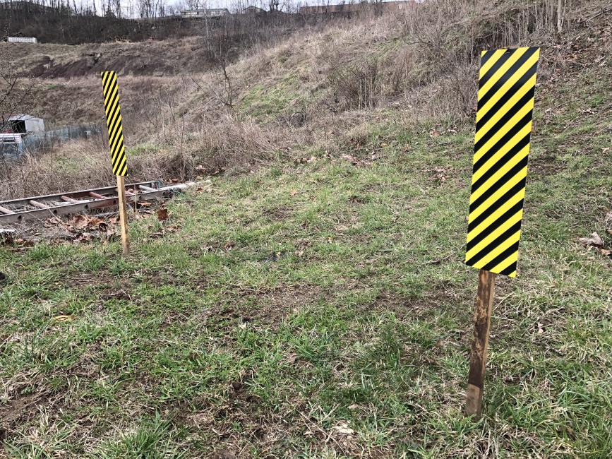 Beginning at Steele Creek, these yellow and black striped markers will represent the course boundaries, constituting the same rules as a 
