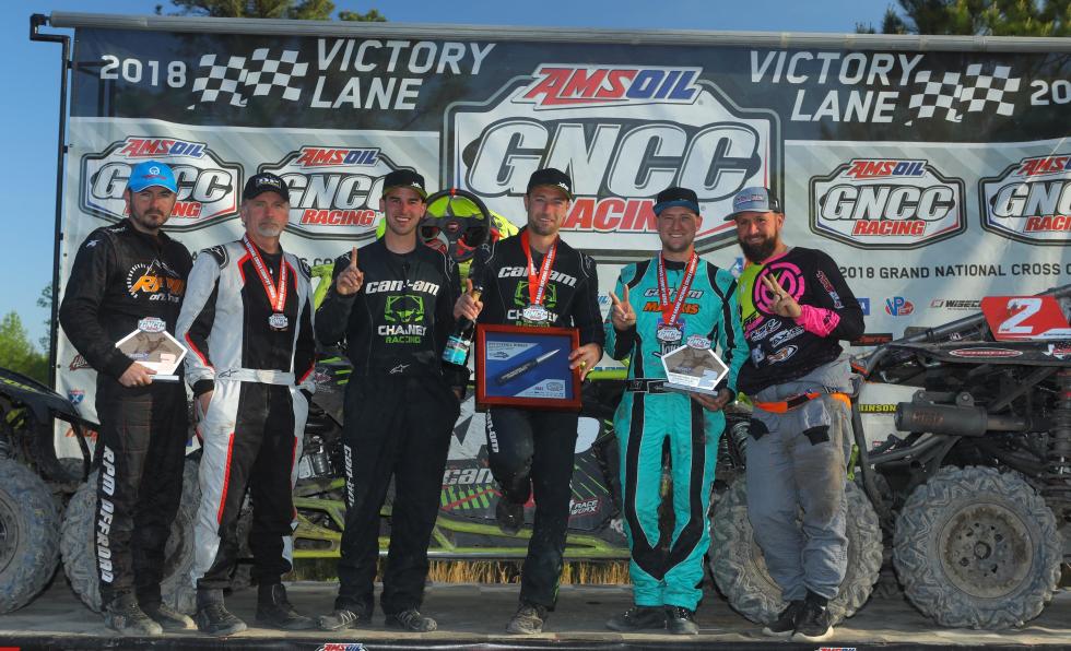 Can-Am Maverick side-by-side vehicle racers grabbed the top three XC1 Pro Turbo UTV class spots to sweep the Camp Coker GNCC podium in South Carolina.  