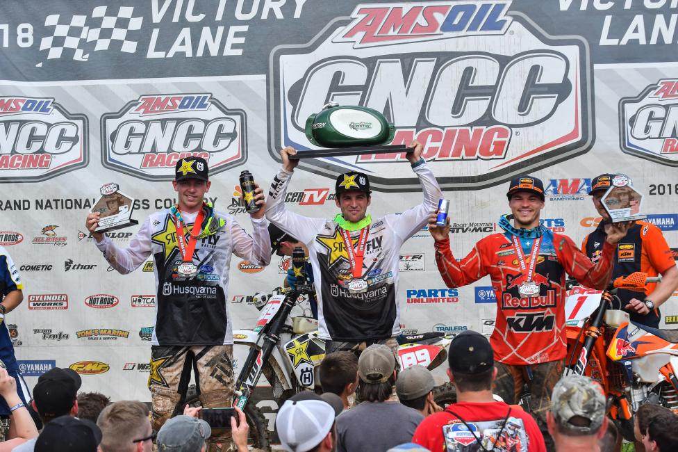 Thad Duvall (center), Josh Strang (left) and Kailub Russell (right) rounded out the top three at round seven.