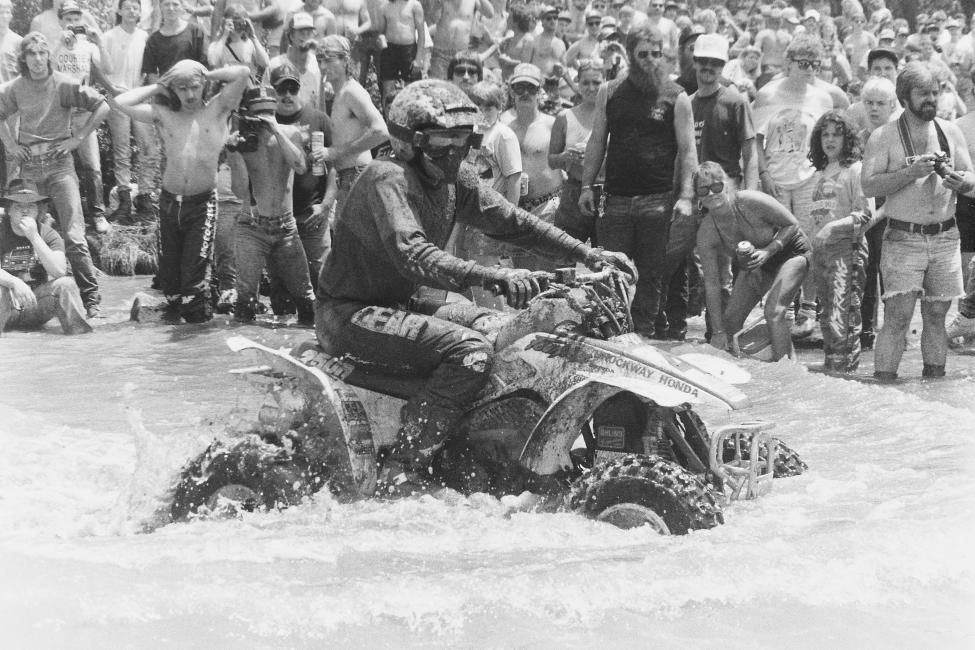 Norm Bish ended the 1990 Blackwater 100 in second place. Here he heads towards the banks of the infamous Route 93 river crossing.