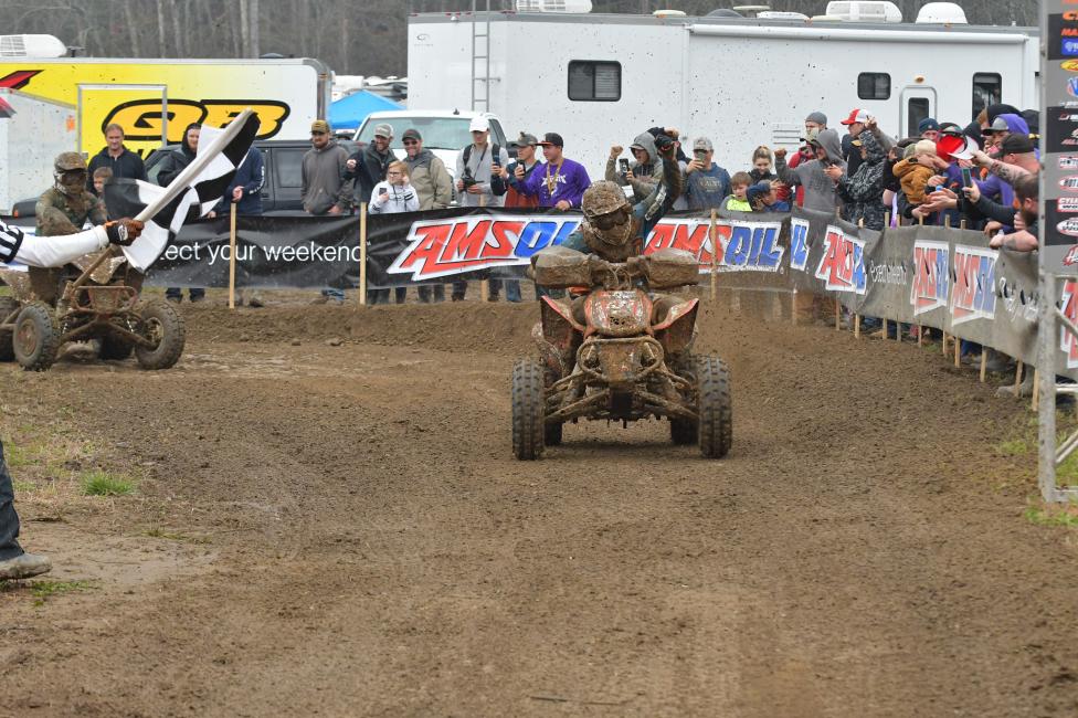 Adam McGill coming through earning his first win of 2018 at the Steele Creek GNCC.