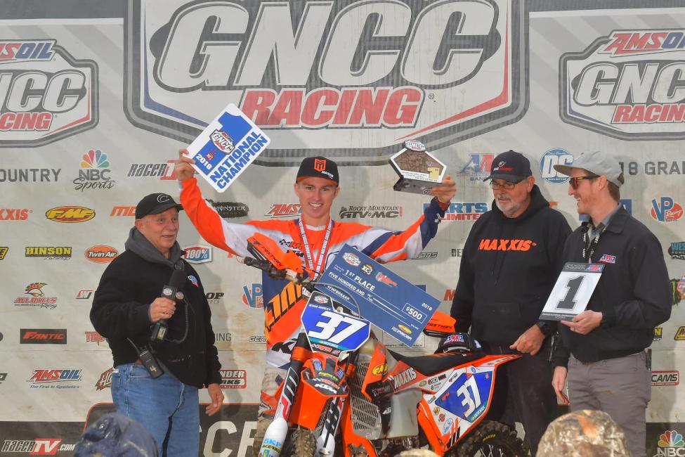 Jesse Ansley awarded the number one plate for his FMF XC3 125 Pro-Am class National Championship.