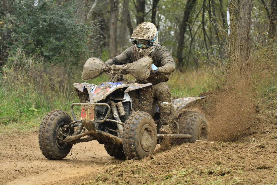 Fowler making his way through the Ohio mud to earn his sixth win of the season.