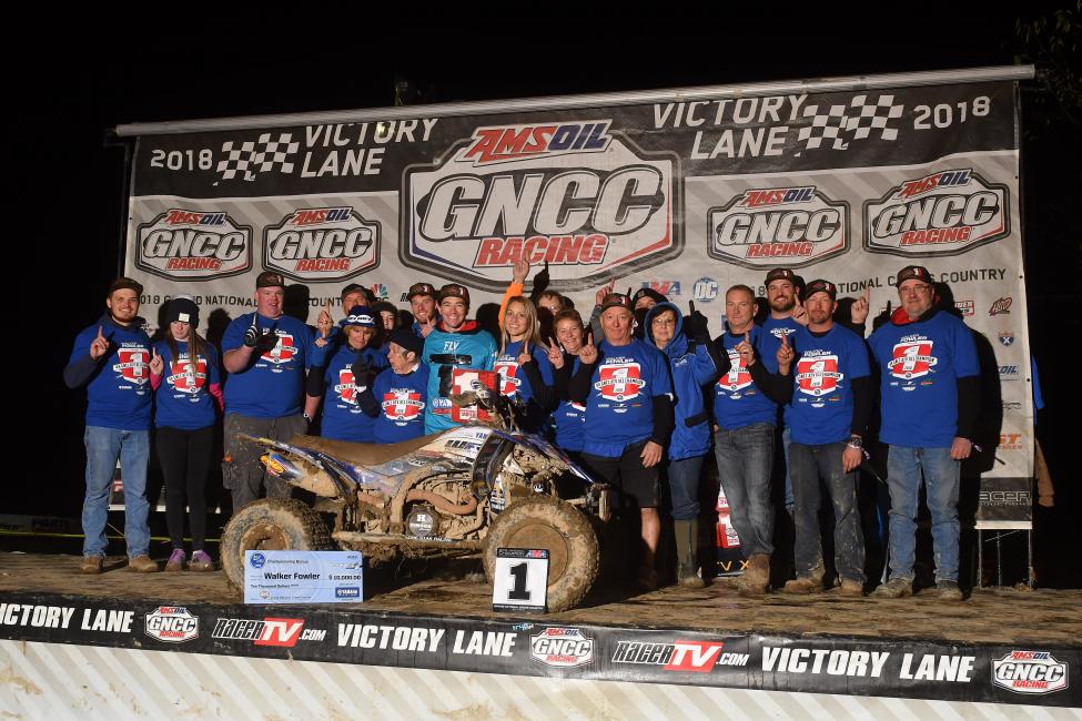 Fowler with his family and team celebrating his 4th GNCC National Championship.