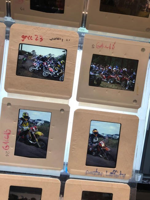 Check out some old school slides from 2000! Top left two are the start of the Kirton Ranch GNCC down in Okeechobee, Florida. Second row is Rodney Smith on the #1 Suzuki and Mike Lafferty on the #6 KTM.