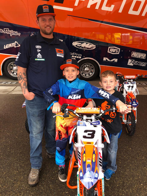 Maddox pictured with his dad and brother, Mason, in San Diego.
