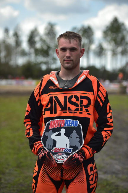 Zachary Rohr was recognized at the Moose Racing Wild Boar GNCC for his military service. 