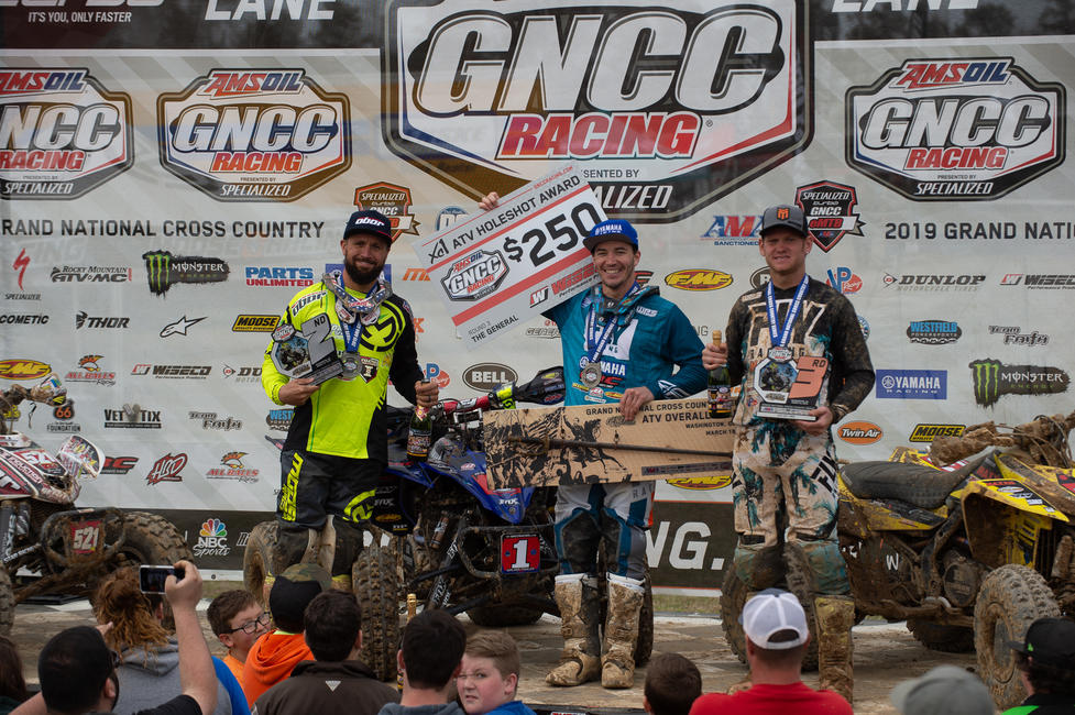 Walker Fowler (center), Adam McGill (left) and Chris Borich (right) made up the overall podium at The Specialized General GNCC.