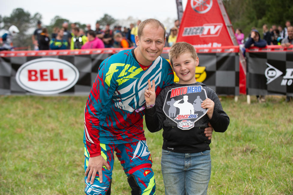Erin Hendershot was awarded the AMSOIL Moto Hero Award in Georgia for his service in the Air Force.
