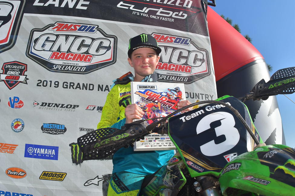 Grant Davis took the YXC2 class win and placed second overall in the youth race at the Wild Boar GNCC in Florida.