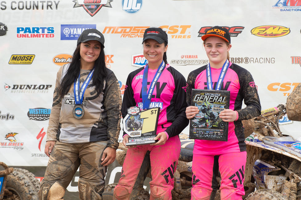 Hunter (right) pictured on The General GNCC WXC ATV podium.