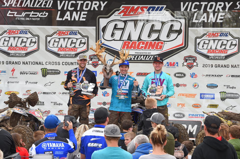 Walker Fowler (center) earned the Yamaha Racing X-Factor Whitetails GNCC win.