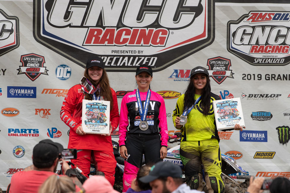 Traci Pickens (center), Katelyn Osburn (right) and Sadiee Gorrell (left) rounded out the WXC ATV podium in New York.