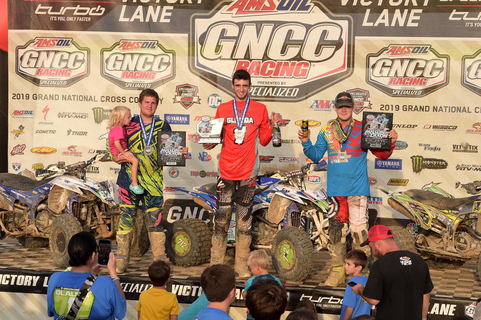 John Glauda Jr. (center), Drew Landers (right) and Jordon Poplaski (left) made up the XC2 Pro-Am podium in Pennsylvania.