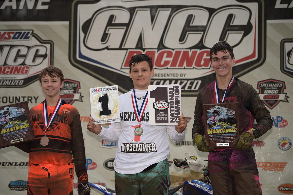 Parker Henderson (center) clinched the Youth Overall title at round 12. Charlie Stewart and Nicholas Dearing came through to take second and third overall on the weekend in West Virginia. 