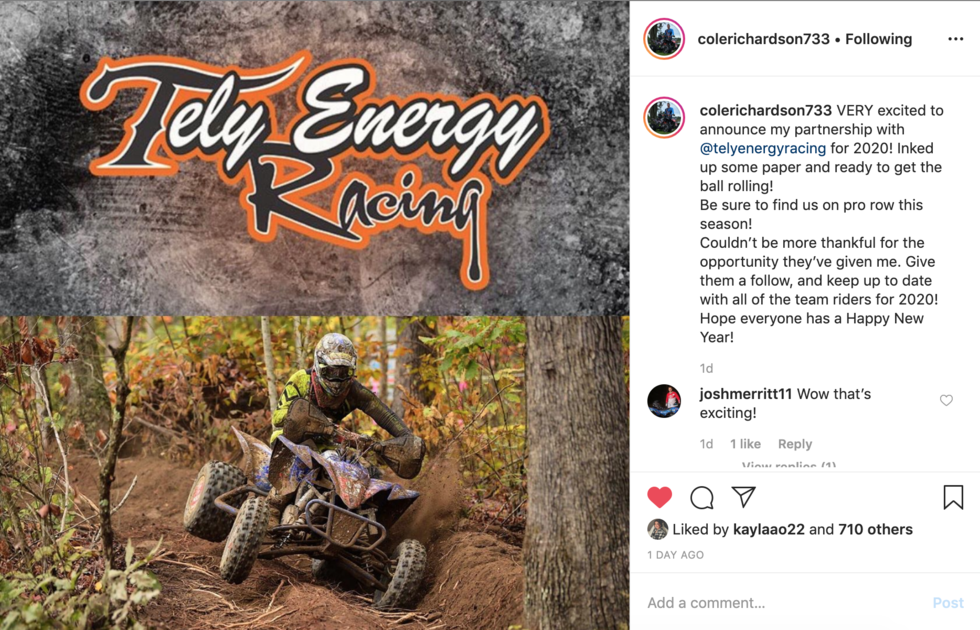 Cole Richardson has some new support for 2020!